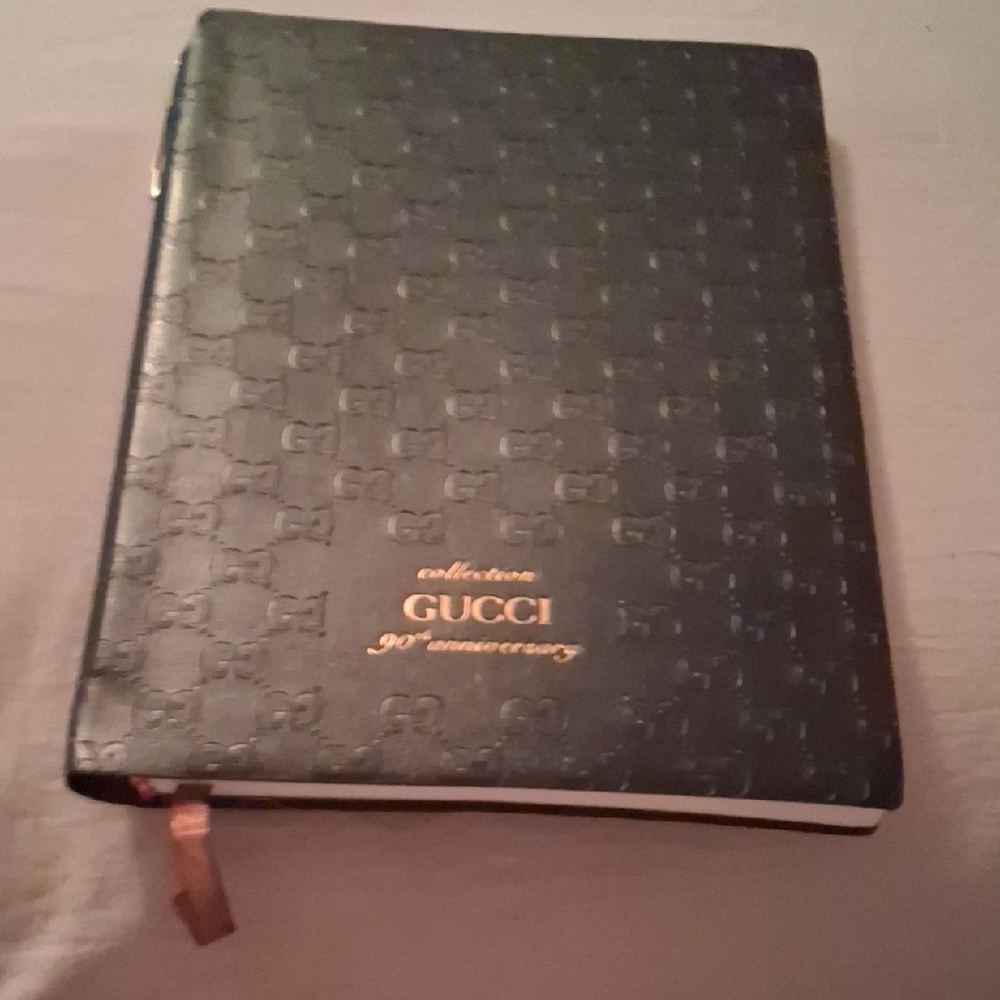 Gucci Green Embossed GG Leather Journal with Gold Logo